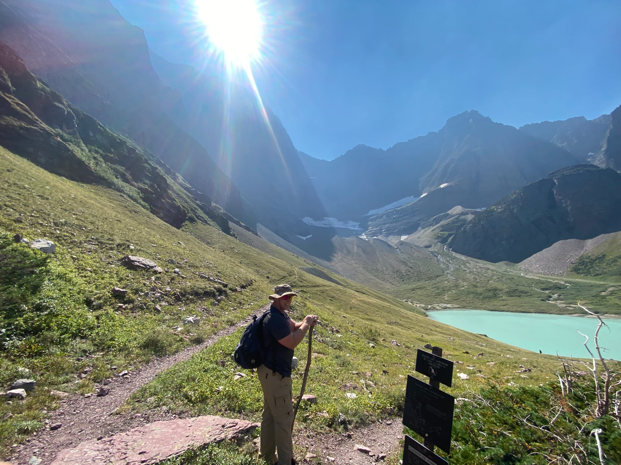 A hiker at Cracker Lake