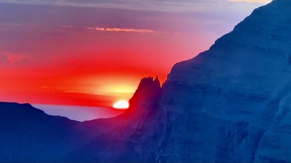 Sunrise over the mountains of Glacier National Park