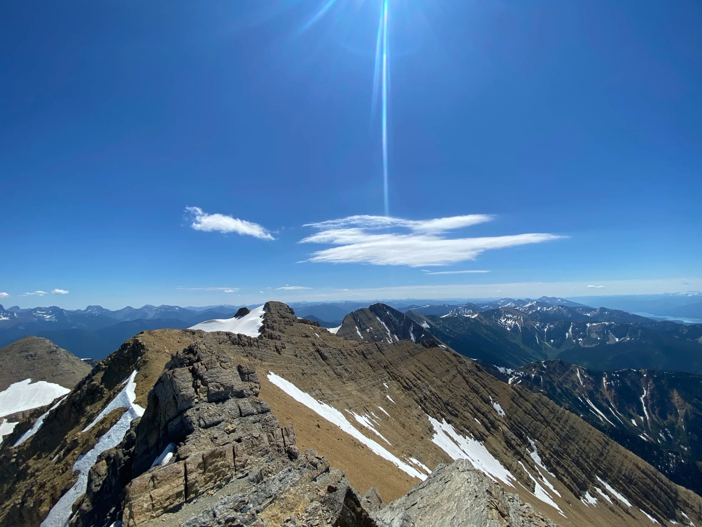 A rocky ridge under a blue sky