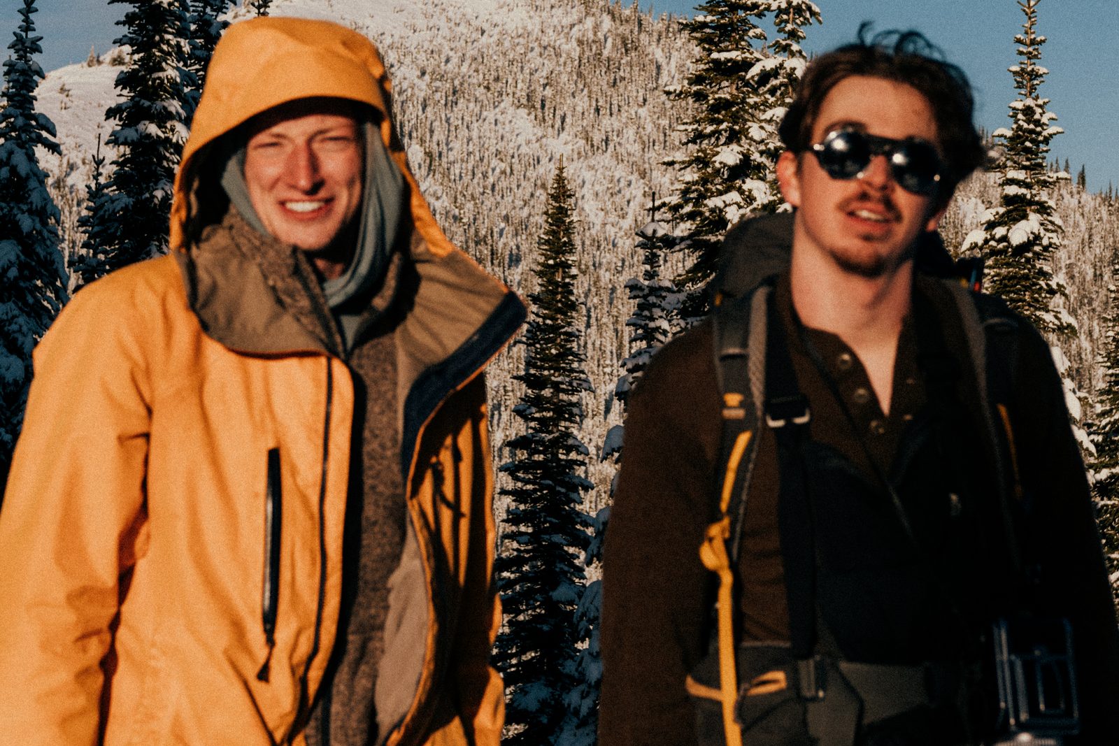 Guests bundled up on a winter day near Glacier National Park